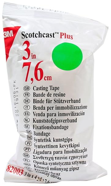 3M Scotchcast Plus Cast Tape 3 Inch X 12 Foot Green 82003G, 1 Ct
