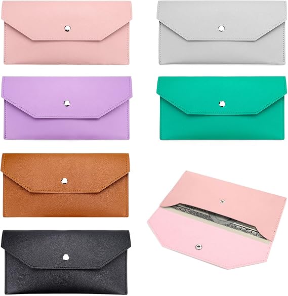 6 Pack Cash Envelope Wallet, Money Organizer Holder Reusable PU Leather Budget Money Bag Pouch, Slim Cash Stuffing Wallet for Cash Saving Budgeting Receipt Bill Check