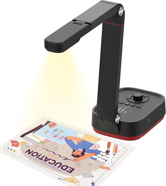 QPC100W Wireless 4K UHD Document Camera, WiFi/HDMI/USB Plug & Play, Compatible Mac OS, Windows, Chromebook Compatible for Live Demo,Web Meeting and Document Scanning