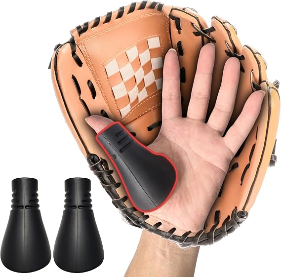 2 Pcs Catcher Thumb Guard for Baseball & Softball - Silicone Catchers Thumb Protector Shield | Reduce Sting & Hand Injury | Training Aid Glove Padding Accessory for Catcher Gear (2 Black Men)