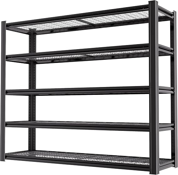 5-Tier Heavy Duty Garage Shelving, 5,000 lbs Capacity Adjustable Metal Storage Shelving Unit for Garage, Basement, Warehouse & Workshop, 62" W x 24" D x 84" H