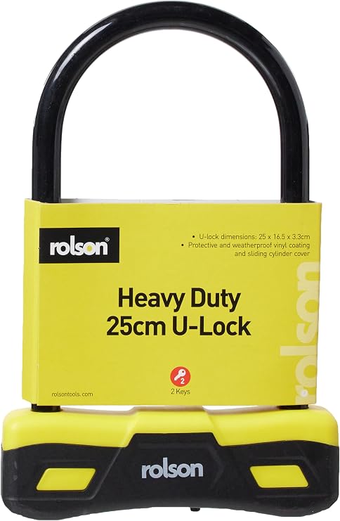 Rolson 66743 250 x 165 mm U Type Bicycle Lock, Black