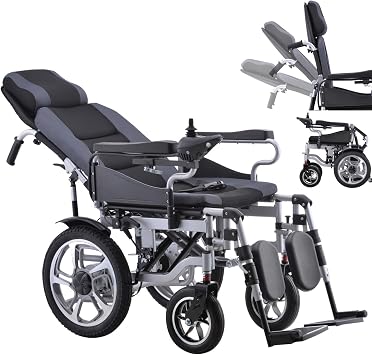 700W Power All Terrain Intelligent Electric Folding Electric Wheelchair, Suitable for the Elderly Electric Wheelchair 20AH Range up to 20 Miles, Heavy-Duty Frame 300LBS Capacity Silver
