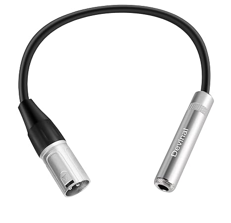 XLR Male to 1/4" Female calbe, 3 Pin Male to 6.35mm Socket Audio Cord, XLR Plug to TS/TRS Quarter inch Adapter Connector Converter Metal Construction 1 feet (30 cm)
