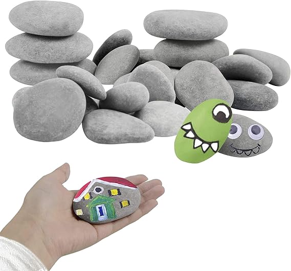Simetufy 60pcs River Rocks for Painting Flat Smooth Stones for Arts DIY