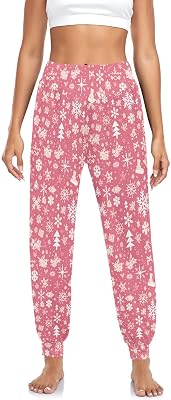 KLL Merry Christmas Snowflake Red Hoho Womens Jogger Trousers Sweatpants Loose Fit Yoga Gym Streetwear