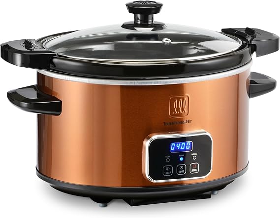 Toastmaster 4-Quart Digital Slow Cooker with Locking Lid, Copper