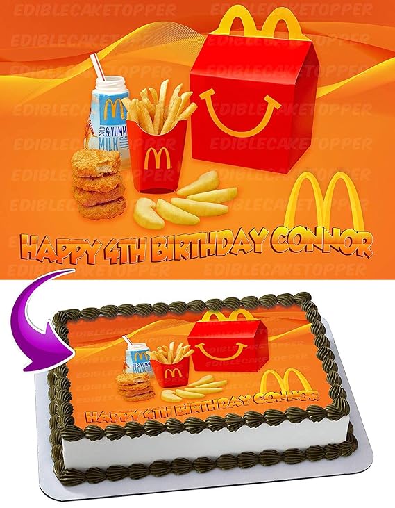 Cakecery Mcdonalds Happy Meal Edible Cake Image Topper Personalized Birthday Cake Banner 1/4 Sheet