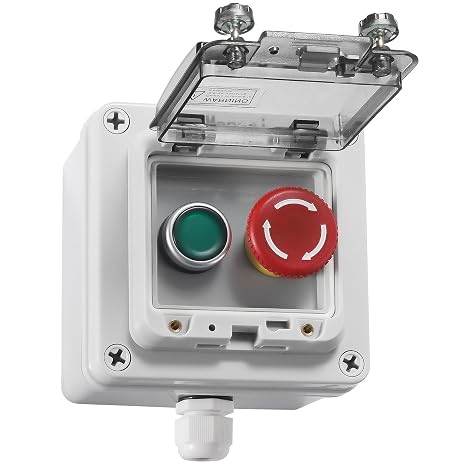 IP67 Outdoor Waterproof Box 2 Push Button (Letter) Emergency Stop Button Momentary Push Button Button with Protective Cover Anti-misoperation Switch