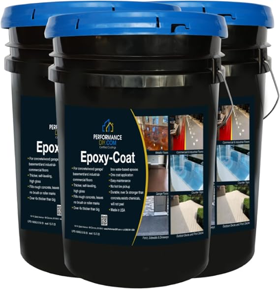 PerformanceDIY Good Kit 15 Gallon Epoxy Floor Coating-Black Base with Onyx and Ivory 1/4"flakes-Light Flake Coverage,Covers 2,500 sq.ft.-for Garage,Basement,Patio,Commercial Floors,Concrete-Non-Toxic