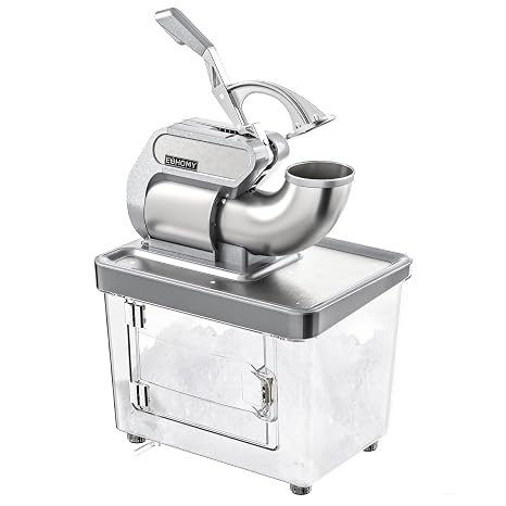 EUHOMY Commercial Ice Crusher, ETL Approval, Snow Cone Machine with Dual Blades