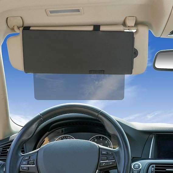 w/See-Through Anti-Glare Sun Visor Extender Sunshade UV Blocker | Adjustable | For morning/evening driving | Ideal for in-car use