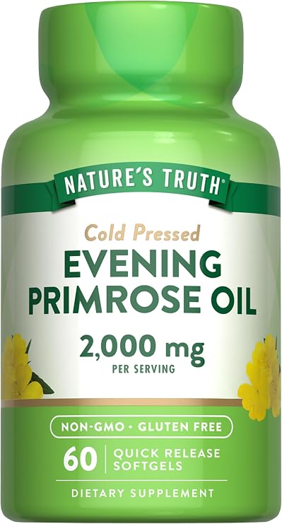 Nature's Truth Evening Primrose Oil Softgels | Cold Pressed | Non-GMO & Gluten Free Supplement | Non-GMO & Gluten Free Supplement