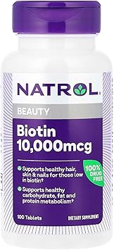 Natrol Biotin Maximum Strength 10,000 mcg Tablets, 500 Count, Pack of 5
