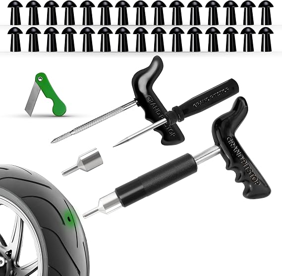GRAND PITSTOP 36 Pcs Tubeless Tire Puncture Repair Kit with Mushroom Plug for Tyre Punctures and Flats on Cars, Motorcycles, ATV, Trucks & Tractors (30 Mushroom Plugs)