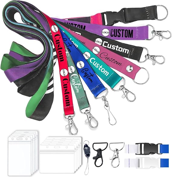 5-1000PCS Personalised Lanyards with Logo/Text/Photo/Name, for Students and Workers, Custom Lanyards for Office, School, ID Cards, Keys, Events and Professional Use