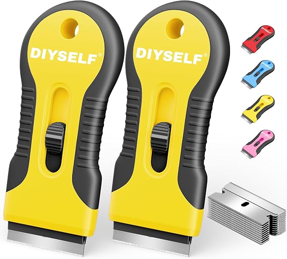 DIYSELF 2 Pack Scraper Tool, Quick-Change Razor Scraper with 10 Blades