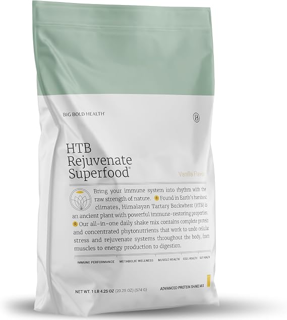 BIG BOLD HEALTH HTB Rejuvenate Superfood Plant-Based Protein Powder | Himalayan Tartary Buckwheat with Polyphenols & 17g Protein | Gut & Immune Support | Vanilla Flavor