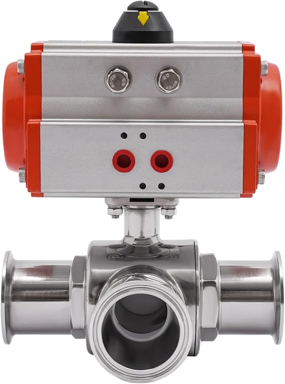 304 Ball Valve Pneumatic Valve Sanitary Three way Quick Release Ball Valve 3 ports Pneumatic Ball Valve Stainless Steel(2 inch)