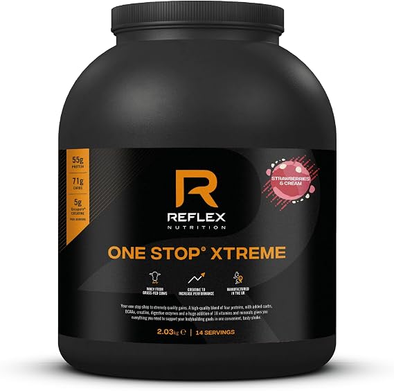 Reflex One Stop Xtreme Mass Gainer Protein, Strawberries & Cream, 2.03kg