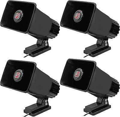 5 CORE PA Horn 200W Loud Speaker 4Pcs 6 Inch Bull Horn Loud Audio 8Ohm All Weather Indoor Outdoor Use Bracket and Hardware Included - HW 405 BLK 4PCS