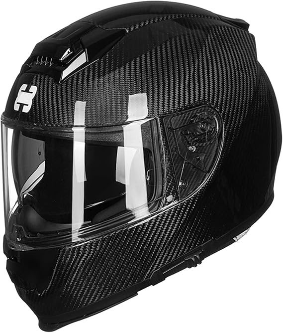 Full Face Helmets de Motorcycle, Motorcycle Bike Helmet Full Face Carbon Fiber Shell, Full Face Helmets Motocross with Anti-Fog Dual Visor, ECE Approved (3 types of lenses) C,L
