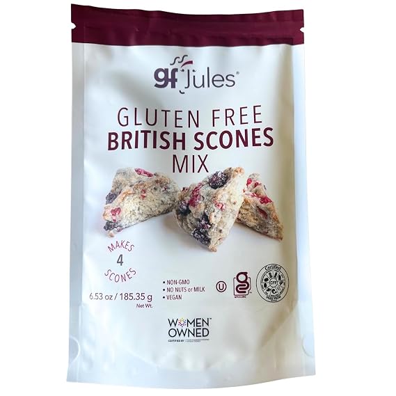 gfJules Gluten-Free British Style Scones Mix, Tender Crumb, 6.5 Oz, 1 Pack | Certified Gluten-Free, Kosher, Top-9 Allergen-Free, Breakfast and Coffee Break, Add Berries, Peaches, or Chocolate Chips