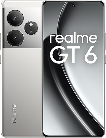 realme GT6 Smartphone 5G 8+256GB, Snapdragon 8s Gen3 Processor, 120Hz 6.78 6000nit Ultra Bright Display, 50MP Sony LYT-808 OIS Camera, 5500mAh Battery, NFC, Dual SIM, Silver Without Adapter