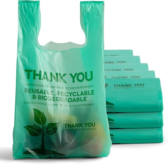 FMP Brands Eco Biodegradable Plastic Grocery Bags with Handles