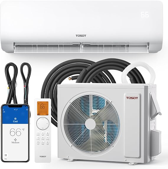 TOSOT 18,000 BTU Mini-Split Air Conditioner, Wifi Enabled Ductless Inverter Split System AC Unit Heating System, Compatible with Alexa - 20 SEER2 230V | WiFi-Enabled Ductless Inverter, 16ft Copper Line Set, Heats Down to -13F, Ideal for Bedroom, Office and Living Room