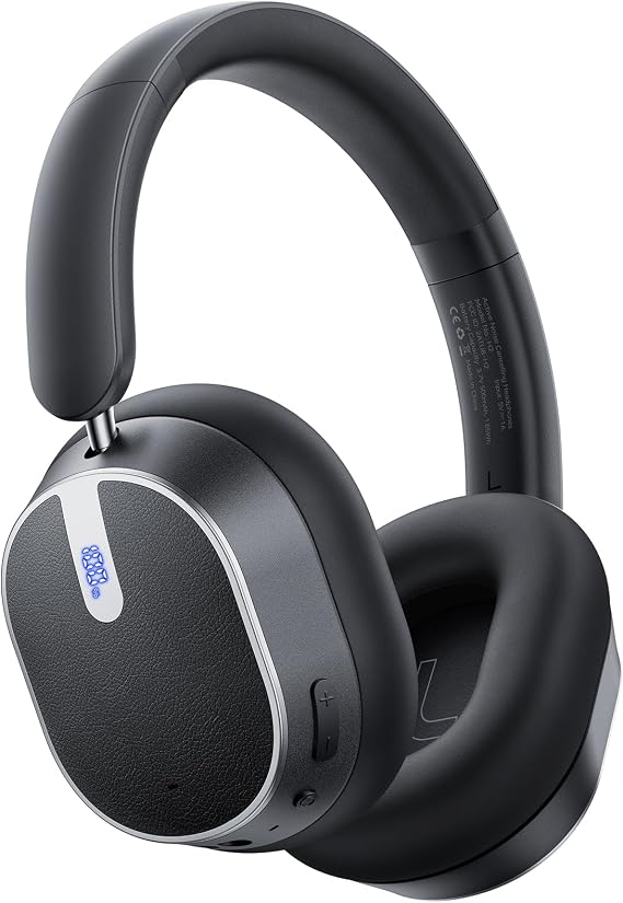 Active Noise Cancelling Headphones 120H Playtime Bluetooth 6.0 Wireless Headphones with Power Display & 6-Mic ENC Calls, 360 Spatial Audio Over Ear Headphones Foldable Headset for Travel Office Game