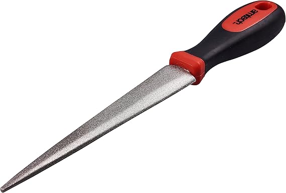 Amtech E2556 Diamond Sharpening File for Scissors, Knives and Garden Tools, 2-Sided Flat and Curved