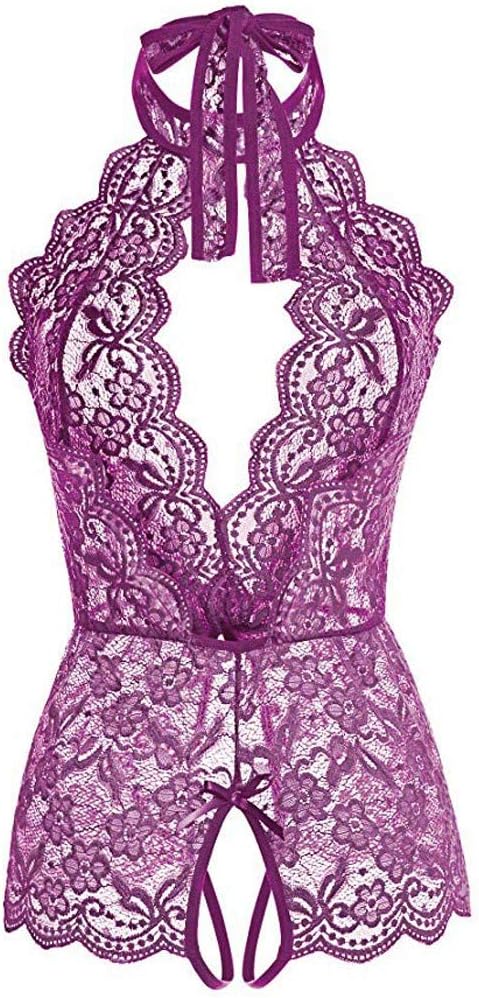 Sexy Lingerie for Women for Sex,WUAI Womens One Piece Lingerie Halter Lace Teddy Bodysuit V Neck Babydoll Chemise Nightie