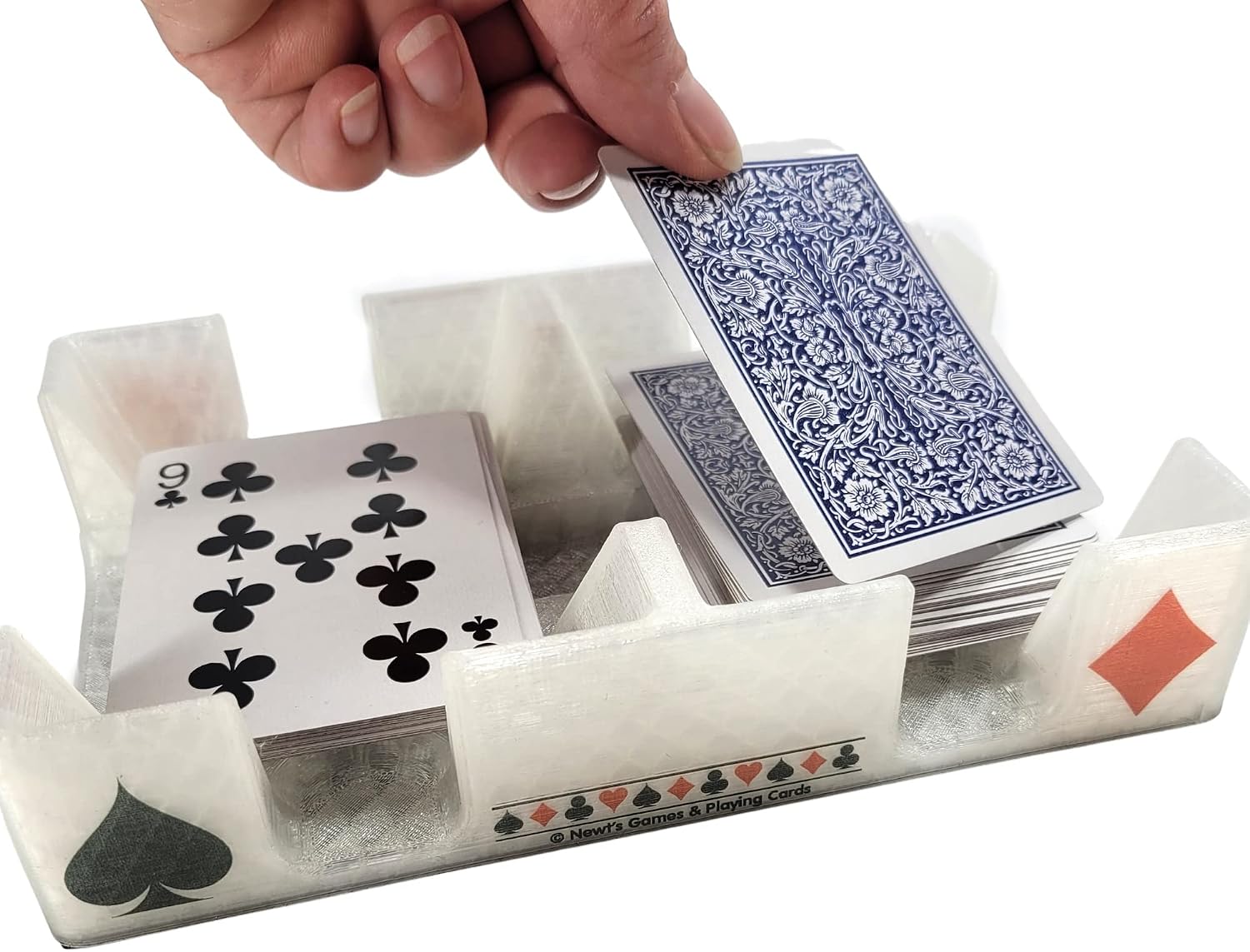 Busting with Pips Playing Card Tray - Sides Have a Heart, Club, Diamond, Spade Pattern - Plastic Caddy for Card Games Like Canasta, Rummy, UNO Crystal