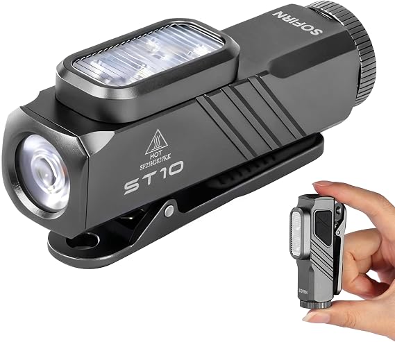 sofirn ST10 EDC Flashlight 1000 Lumens Rechargeable, Red Light, Magnetic | Clip-on pocket light with 660nm deep red mode and magnetic tail, USB-C charging. For cycling, signaling, camping.