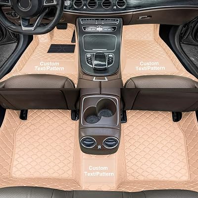 Custom Car Floor Mats Custom LogoPattern for SUV Van Truck Sedan Coupe Car Mats Full Surrouded Floor Mat All Weather Waterproof and Anti-Slip Protection Car Floor LinersBeige