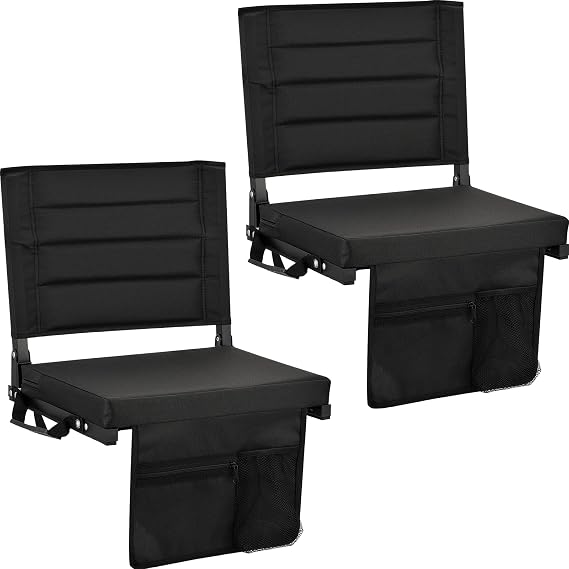 Bleacher Chairs Stadium Seats Cushion with Back Support, Portable Folding Chair