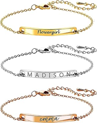 MignonandMignon Coordinate Bracelet Best Friend Gift for Her Personalized Name Birthday Women Bridesmaid Proposal Bachelorette Party - 2BR-D