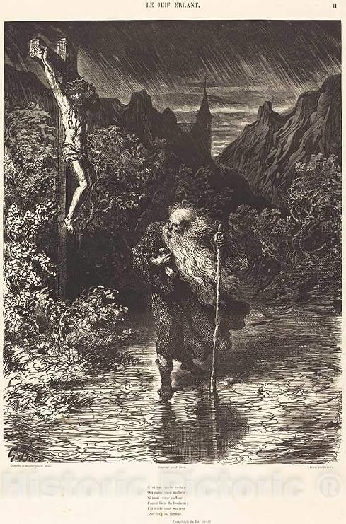 Art Print : Rouget After Gustave Dore, Le Juif Errant, c. 1856, Historic Wall Decor : 08in x 12in