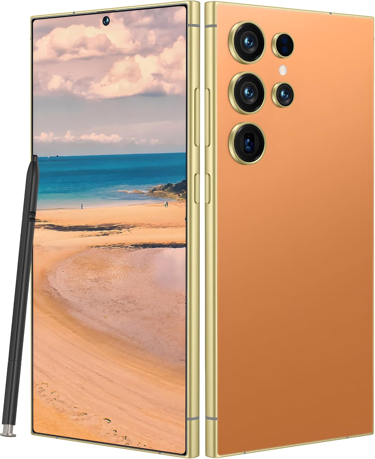 I24 Ultra 5G Unlocked Smartphone, 6.8 HD Display, 8GB RAM  256GB ROM, 6800mAh Battery, 108MP48MP Dual Camera, Android 13, Dual SIM, Face ID, Fingerprint Lock, Global 5G Connectivity Orange