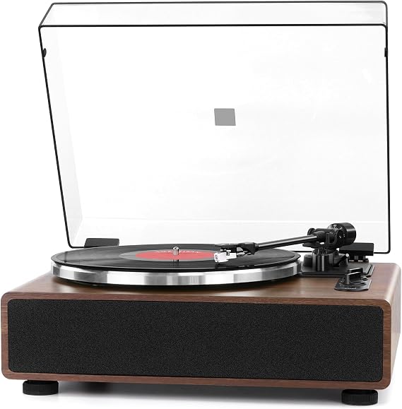 Vinyl Record Player with Magnetic Cartridge,High Fidelity Belt Drive Turntable with Built-in Speakers, Bluetooth Playback and Aux-in Functionality, Auto Off