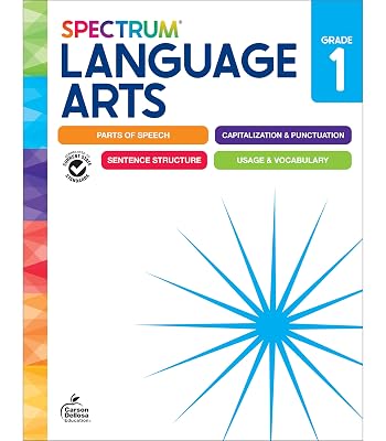Spectrum Language Arts 1st Grade Workbooks, ELA Activity Book for Kids Ages 6-7, Parts of Speech, Sentence Structure, English Grammar, Vocabulary, Spelling and More, Classroom or Homeschool Curriculum Workbook Edition