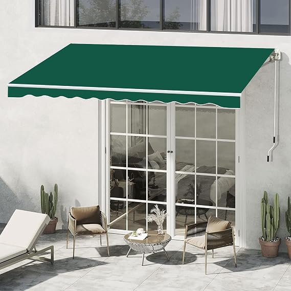 Retractable Awning, Folding Manual Awning, Patio Door Window Awning Sunshade Shelter with Crank Handle for Garden, Backyard, Balcony, Restaurant (Color : Green, Size : 200 * 150cm)