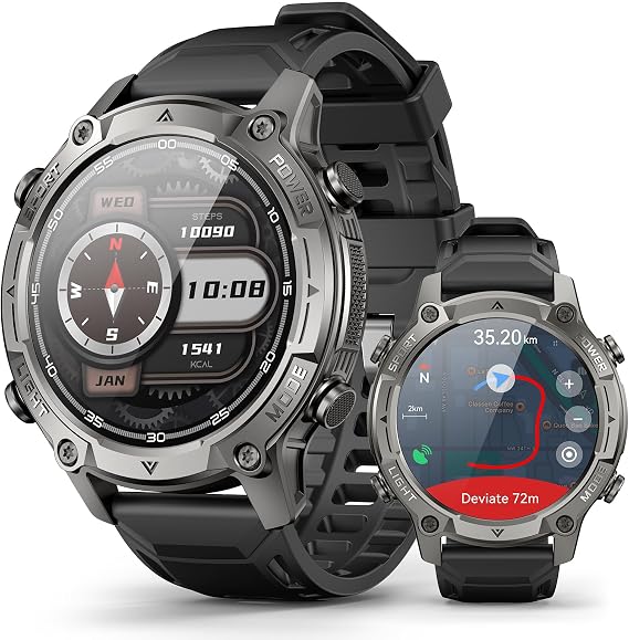 Smart Watch for Men, Outdoor GPS, Answer/Make Call, 5ATM Waterproof, 50mm | 1.43" AMOLED, Offline Maps 4GB RAM, Compass, Voice Assistant, Heart Rate/SpO2/Sleep, Fitness Tracker, 178 Sports, Android iOS