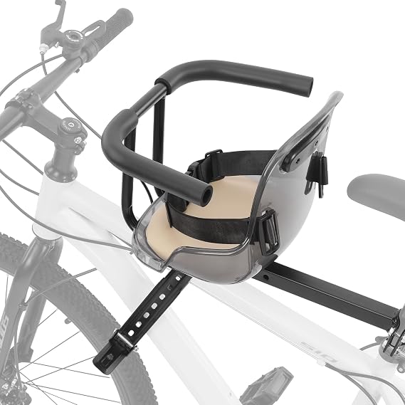Baby Bike Seat, Front Mount Kids Bike seat for Toddler with Safety Belt and Handrail, Compatilble with Adult Bike