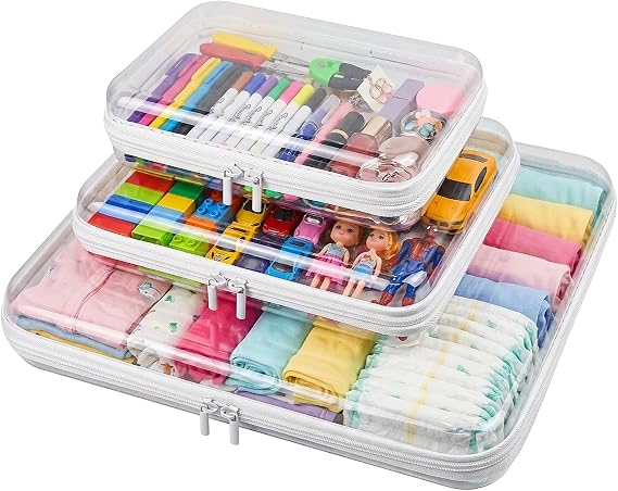 HOUYEE 3 Pack Clear Hard Shell Zipper Case (M,L,XL)