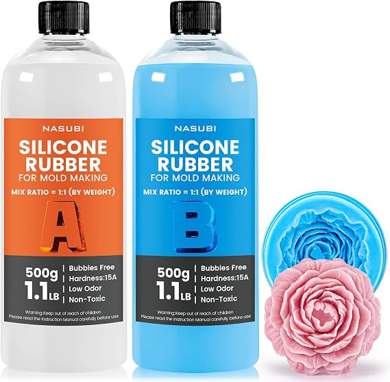 NASUBI Silicone Mold Making Kit 35.2oz,2.2LB Mixing 1:1 by Weight Fast Curing Silicone Rubber for DIY Handmade Soaps, Candles, Resin Molds