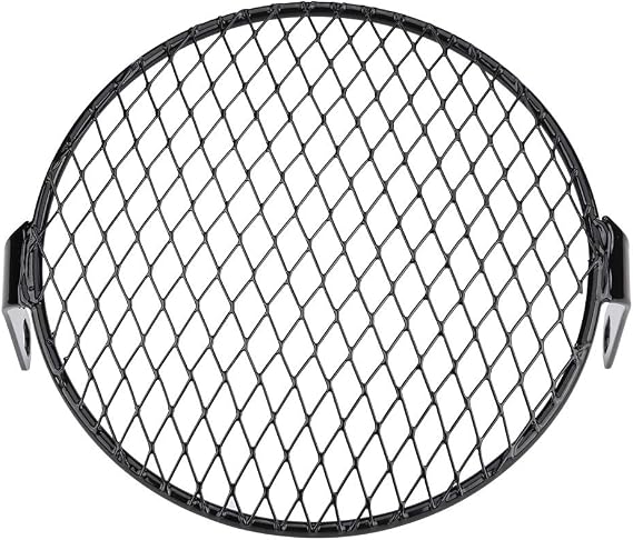 Qiilu Headlight Grill Cover, Duokon Motorcycle Headlight Grill,6.5" Motorcycle Side Mount Headlight Round Grill Cover Mask for Cruiser Chopper Cafe Racer(Diagonals)