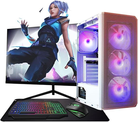 ASC Intel Core i7 Gaming Bundle • GT730 2GB Graphics Card • 16GB RAM • 256GB SSD+1TB HDD • 500W 80+ PSU • White 6 Fan RGB Gaming Case • WIFI • Windows 11 • 22" Monitor Bundle