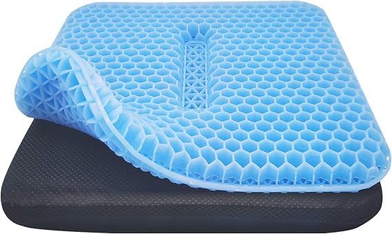 Gel Seat Cushion, Cooling seat Cushion Thick Big Breathable Honeycomb Design, Double Layer Egg Gel Cushion for Pain Relief, Seat Cushion for The Car,Office,